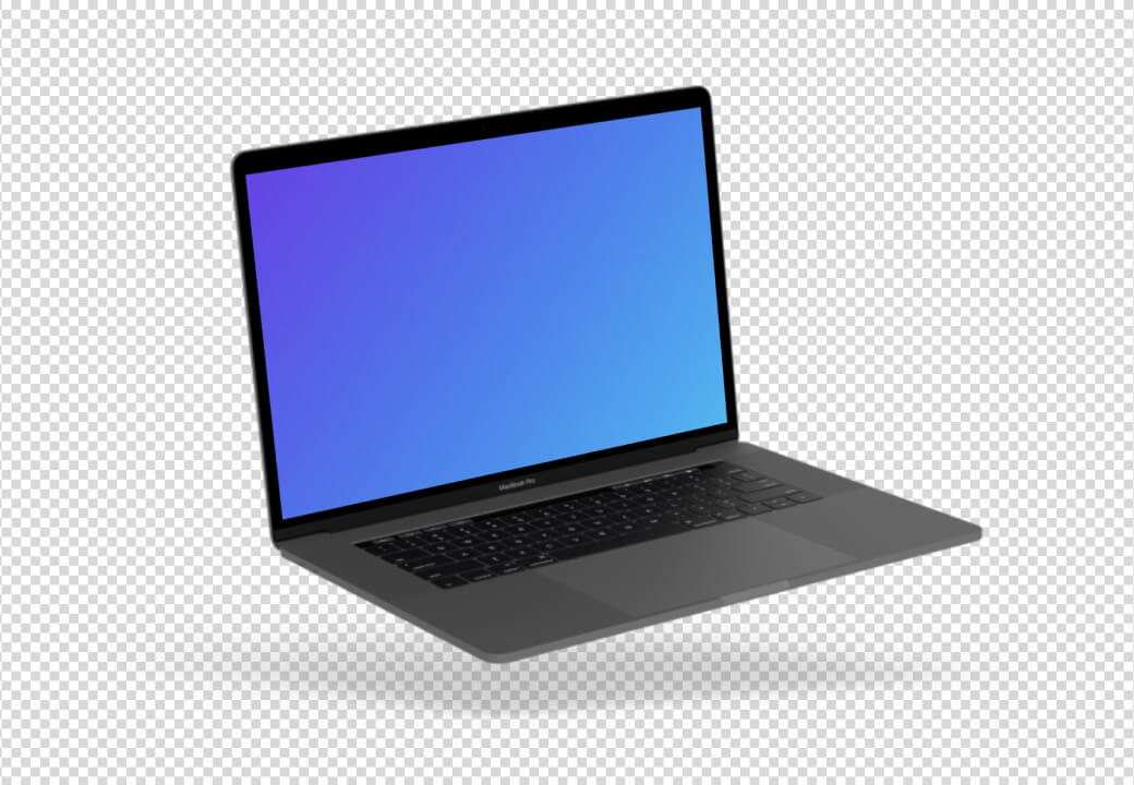 Transparent Macbook Pro mockup floating to the left