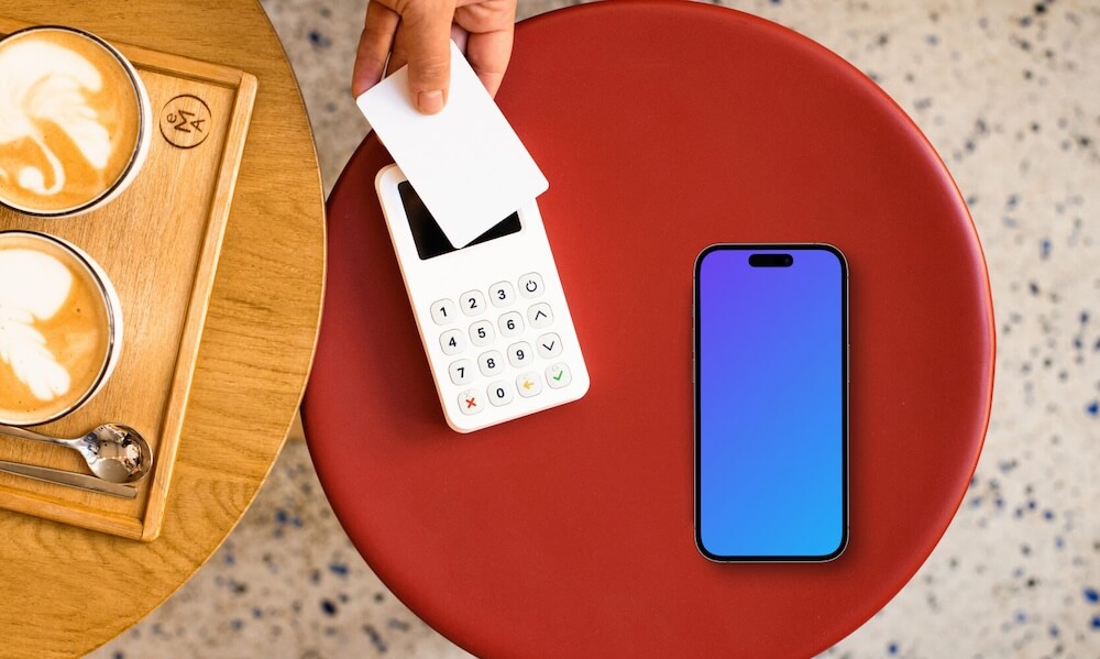 Payment terminal and iPhone mockup