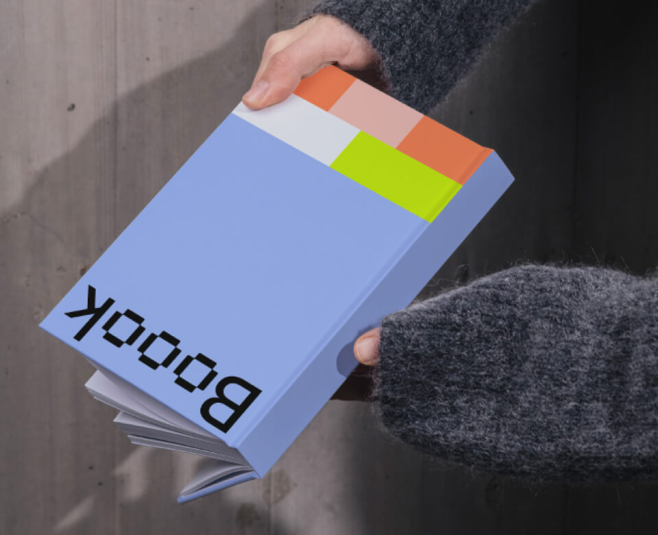 Woman holding book mockup