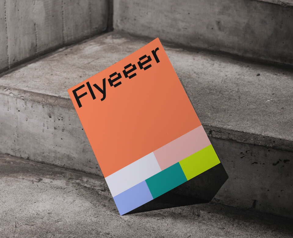 A4 format flyer mockup on stairs