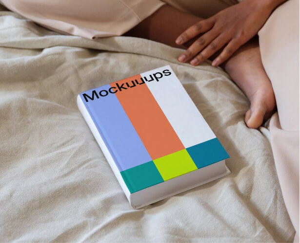 Hardcover book mockup with cover artwork created in Figma