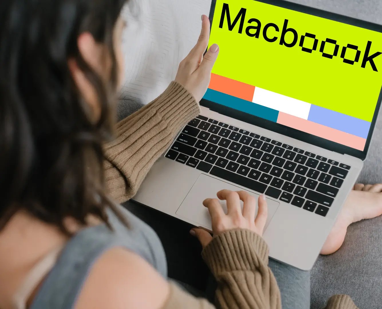 Woman working on MacBook Pro Mockup