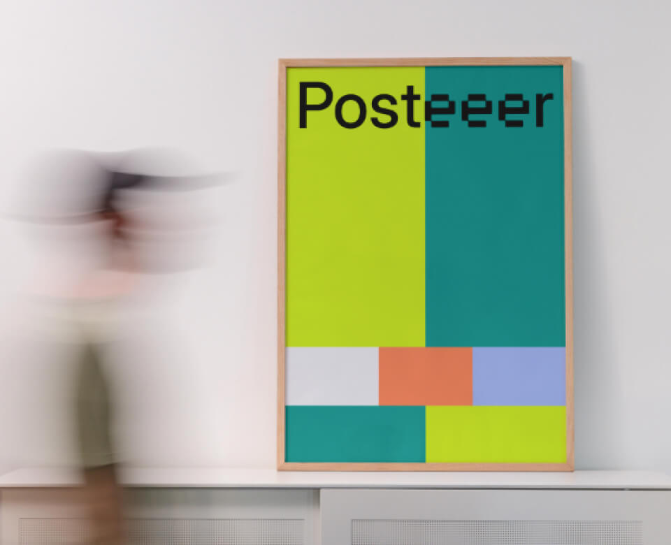 Free poster mockup in the office