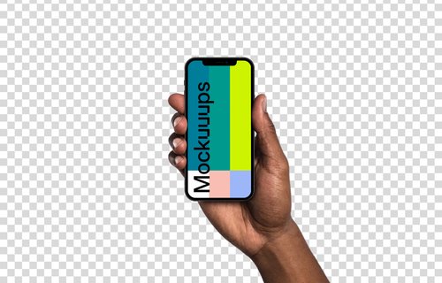 Free mockup of female hand holding iPhone 14 Pro - Mockuuups Studio