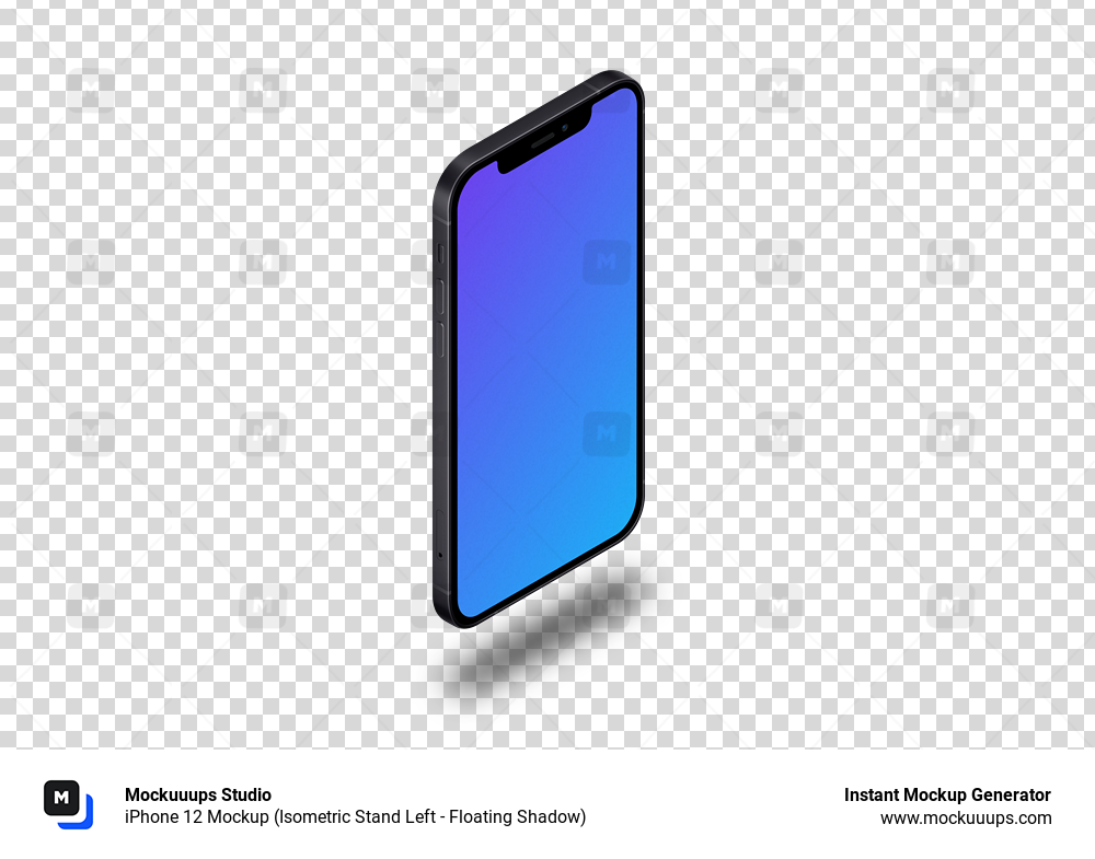 iPhone 12 Mockup (Isometric Stand Left - Floating Shadow)