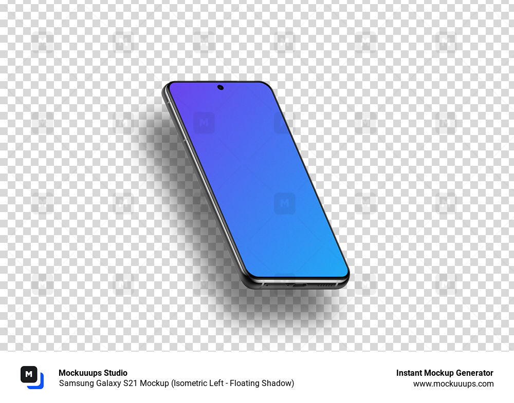 Samsung Galaxy S21 Mockup (Isometric Left - Floating Shadow)
