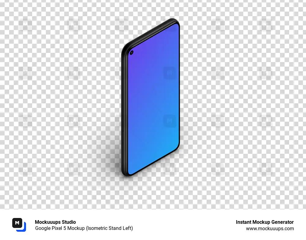 Google Pixel 5 Mockup (Isometric Stand Left)