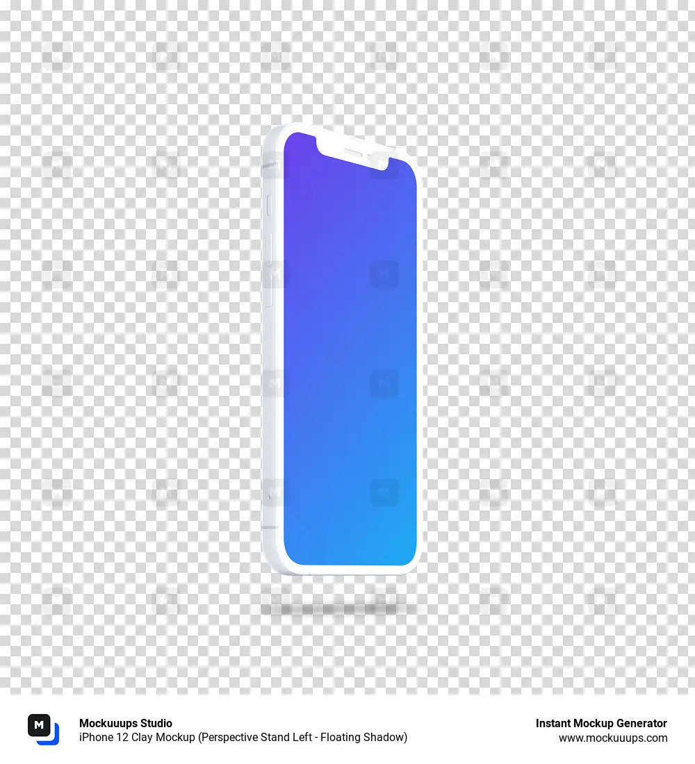 iPhone 12 Clay Mockup (Perspective Stand Left - Floating Shadow)