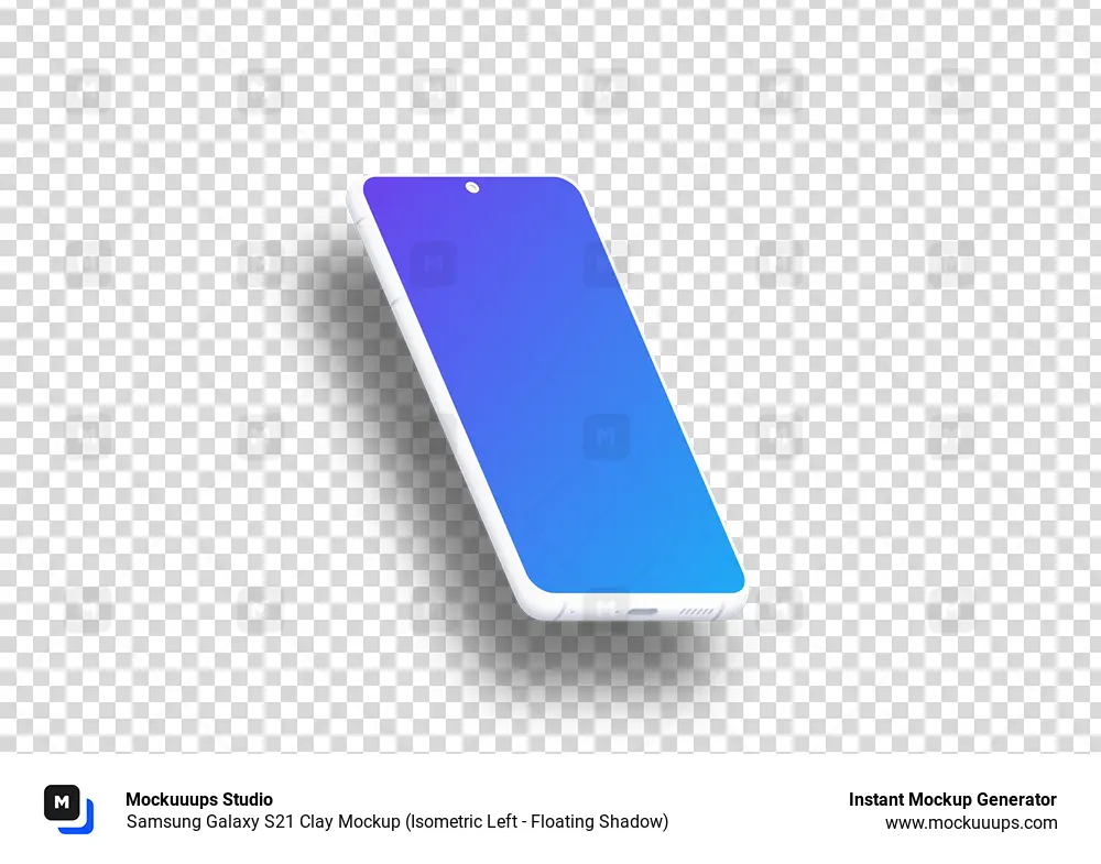 Samsung Galaxy S21 Clay Mockup (Isometric Left - Floating Shadow)