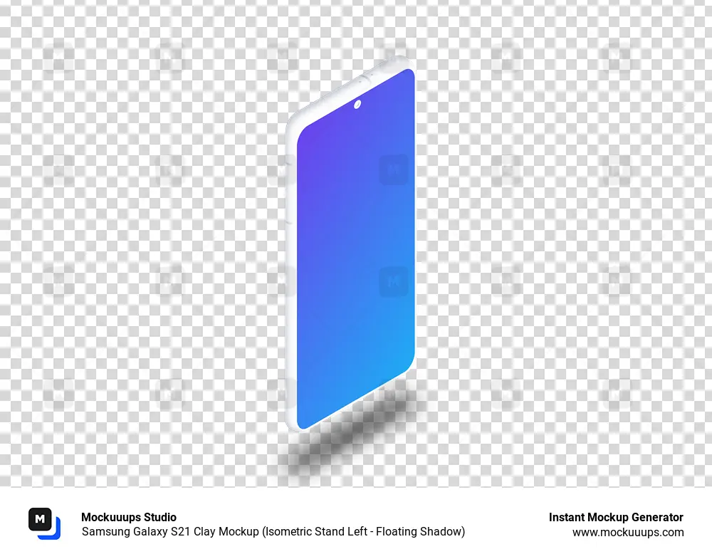 Samsung Galaxy S21 Clay Mockup (Isometric Stand Left - Floating Shadow)