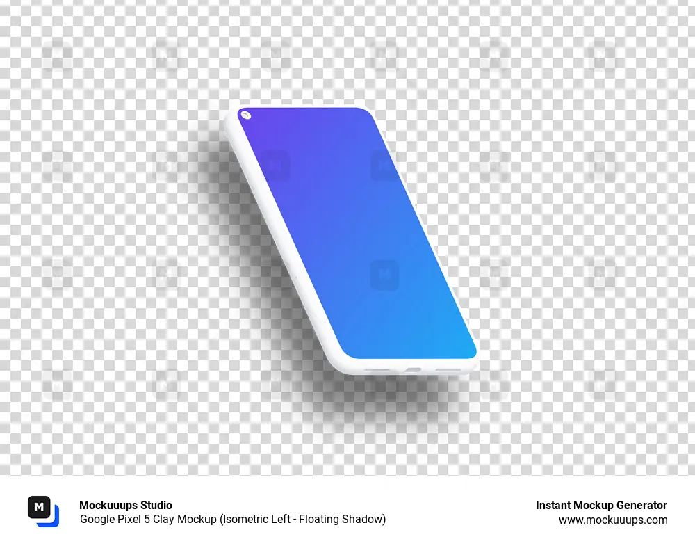 Google Pixel 5 Clay Mockup (Isometric Left - Floating Shadow)