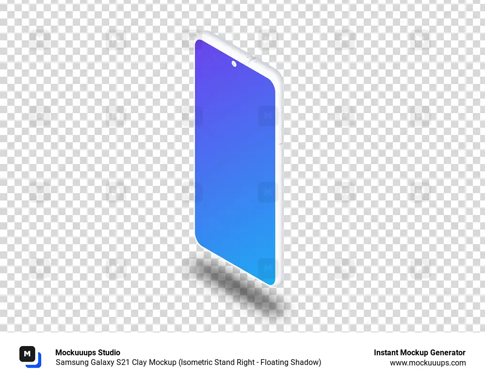 Samsung Galaxy S21 Clay Mockup (Isometric Stand Right - Floating Shadow)