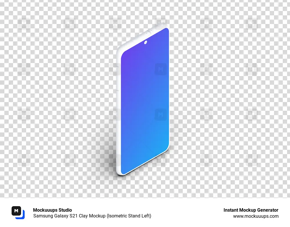 Samsung Galaxy S21 Clay Mockup (Isometric Stand Left)