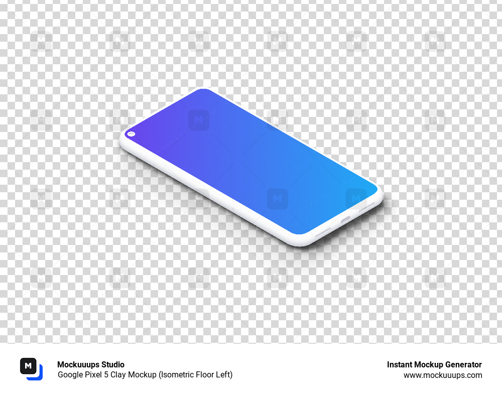 Google Pixel 5 Clay Mockup (Isometric Floor Left)