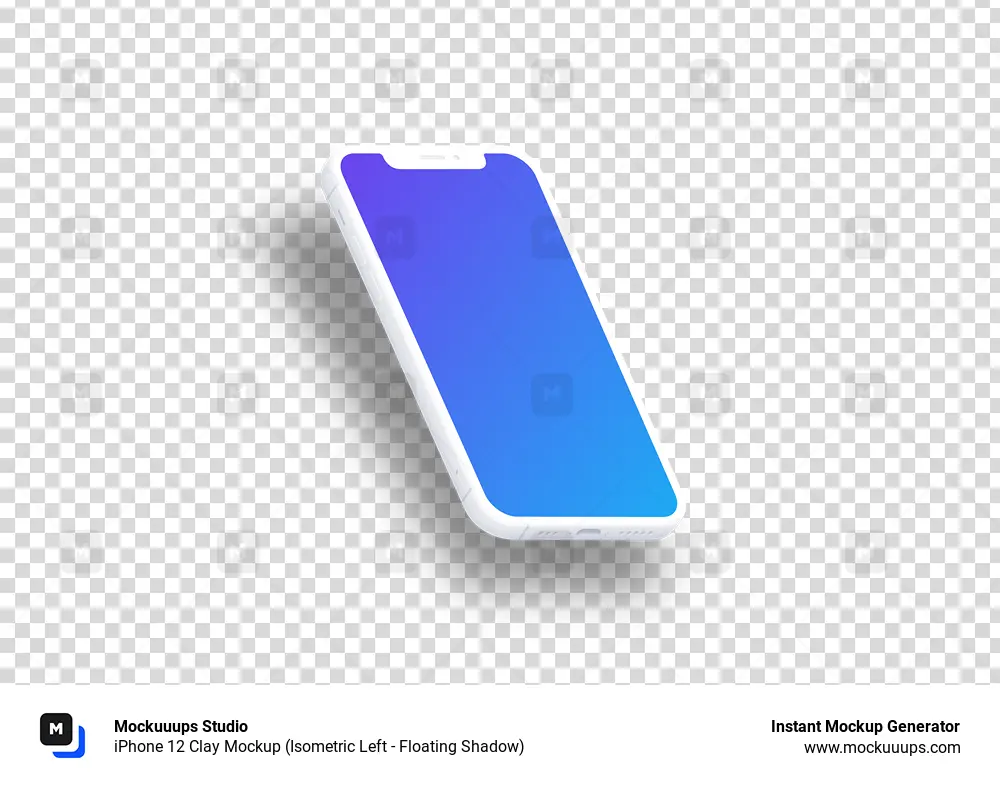 iPhone 12 Clay Mockup (Isometric Left - Floating Shadow)