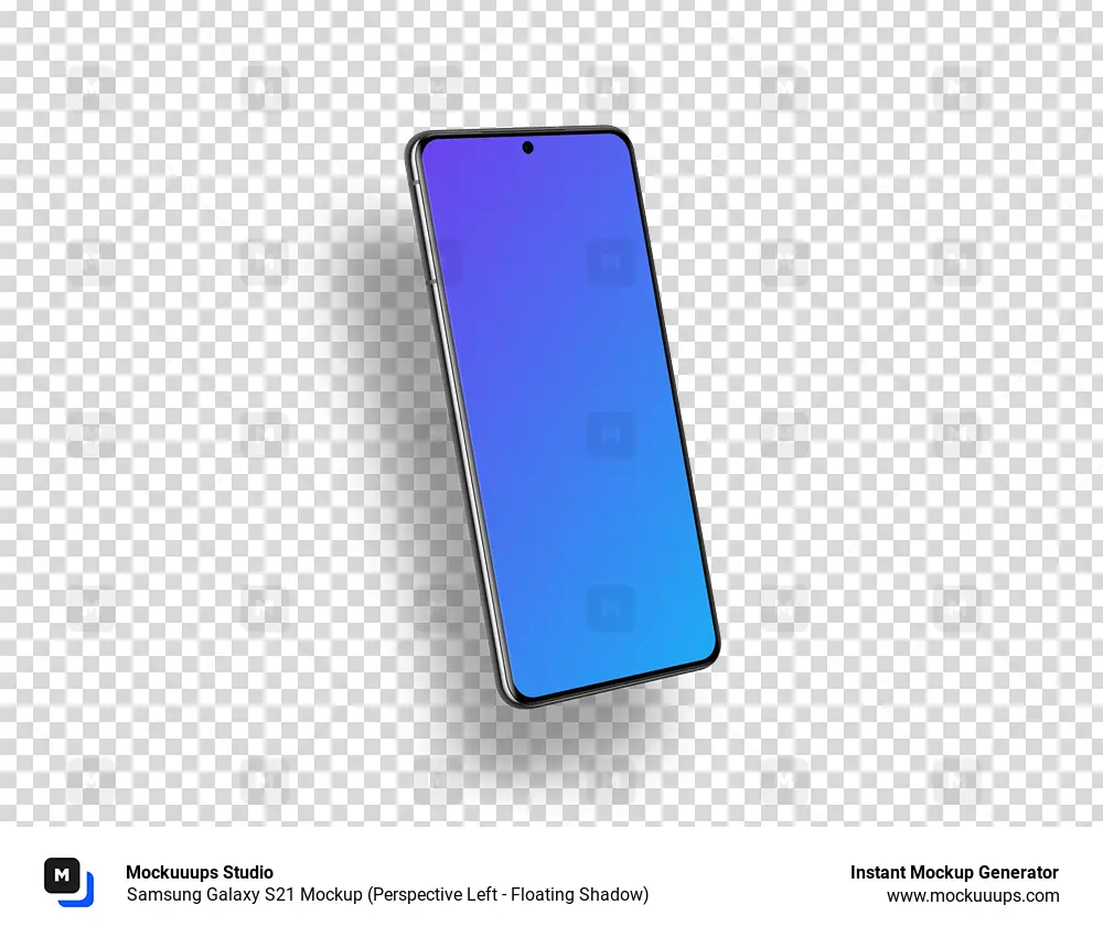 Samsung Galaxy S21 Mockup (Perspective Left - Floating Shadow)