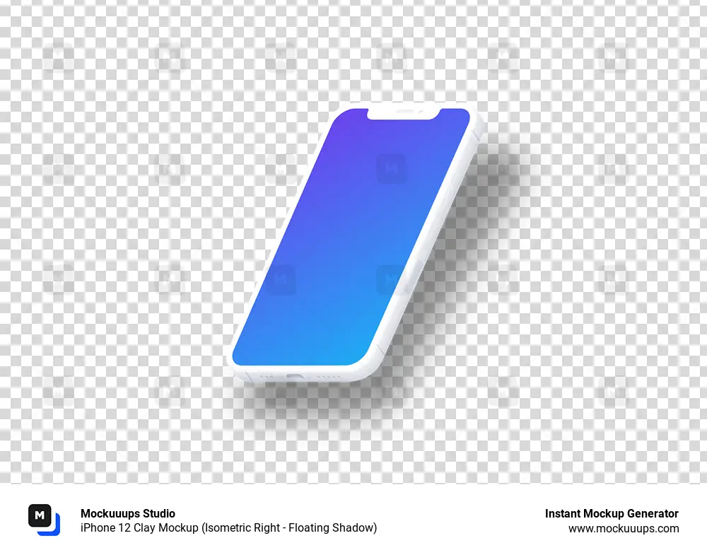 iPhone 12 Clay Mockup (Isometric Right - Floating Shadow)