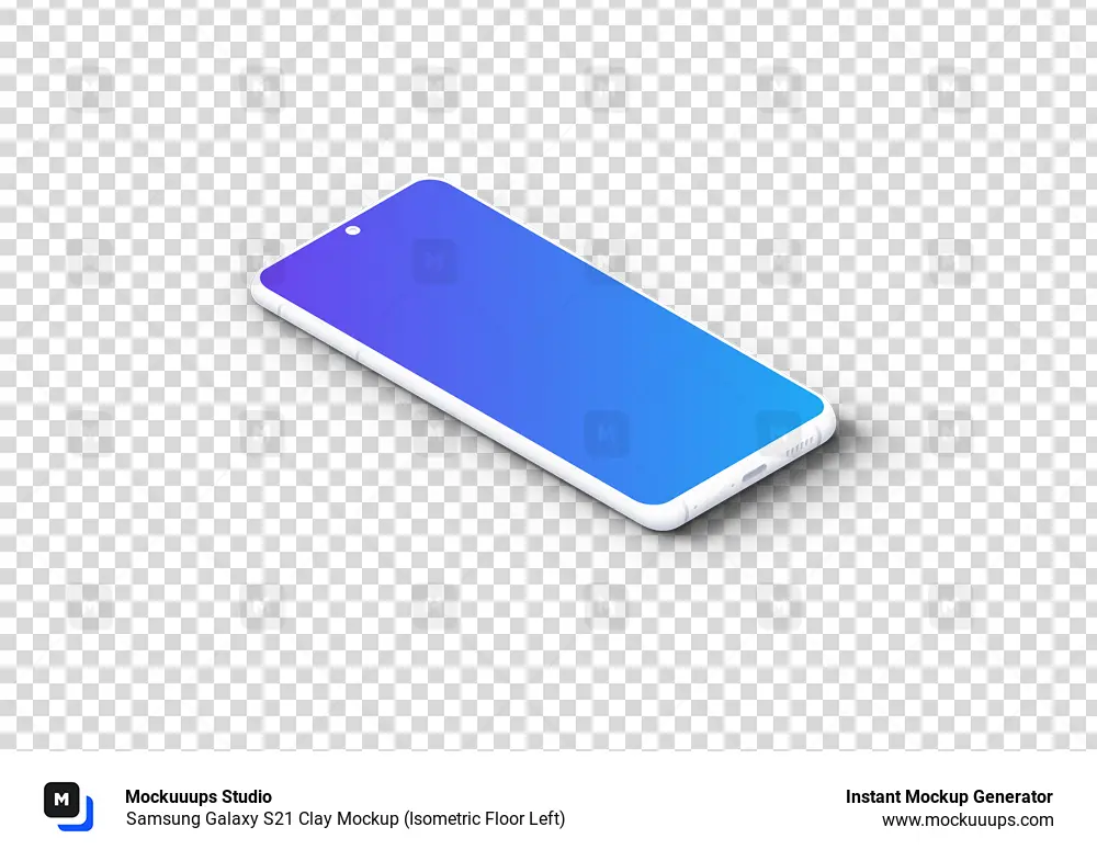 Samsung Galaxy S21 Clay Mockup (Isometric Floor Left)