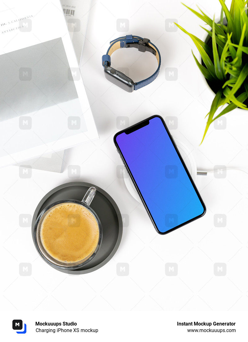 Download Charging iPhone XS mockup - Mockuuups Studio