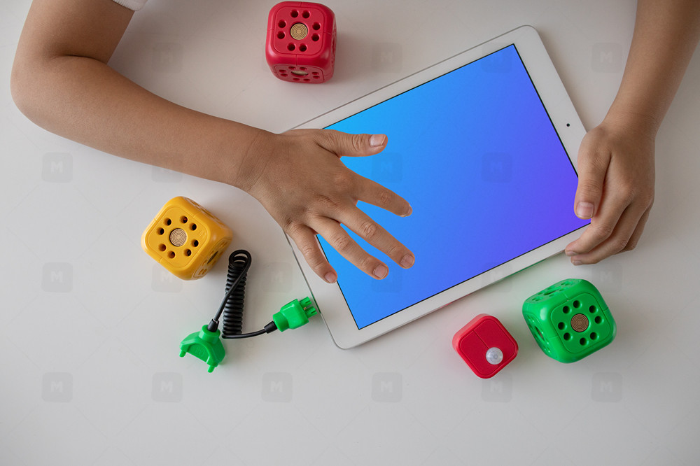 Kid Using Tablet Mockup