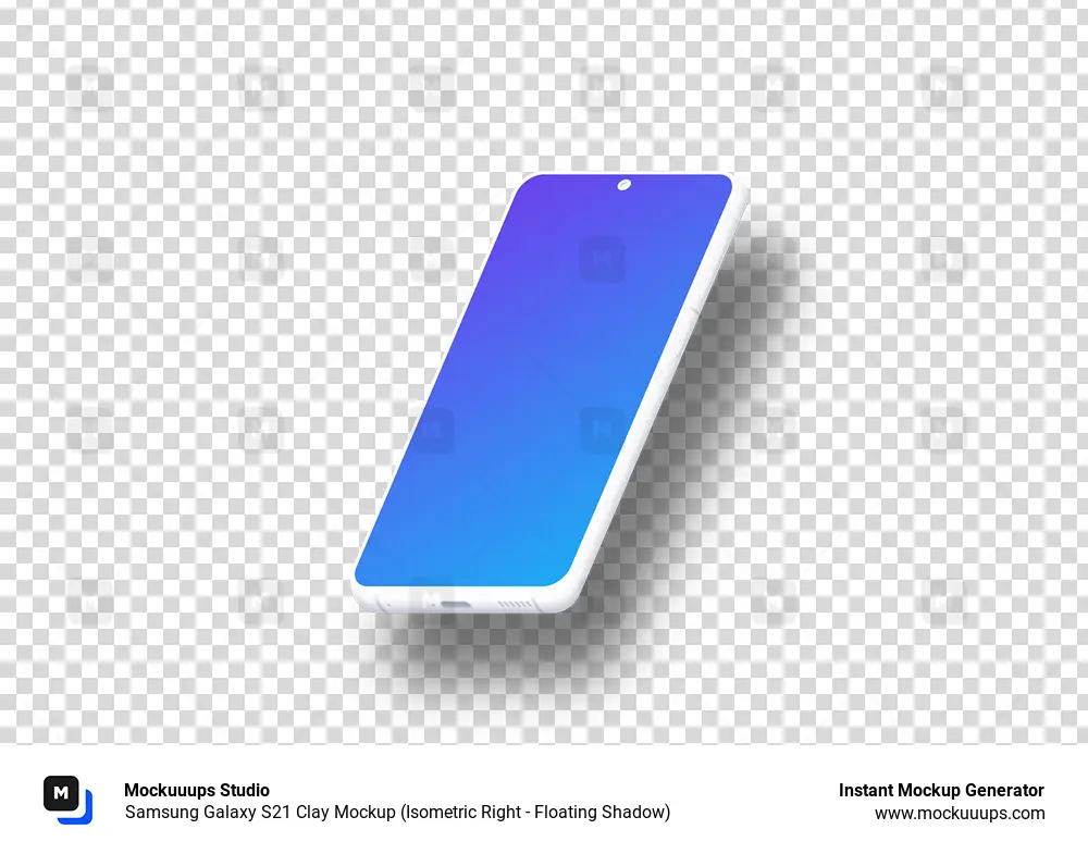 Samsung Galaxy S21 Clay Mockup (Isometric Right - Floating Shadow)