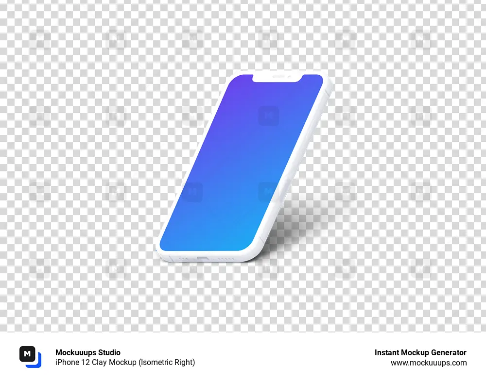 Download iPhone 12 Clay Mockup (Isometric Right) - Mockuuups Studio