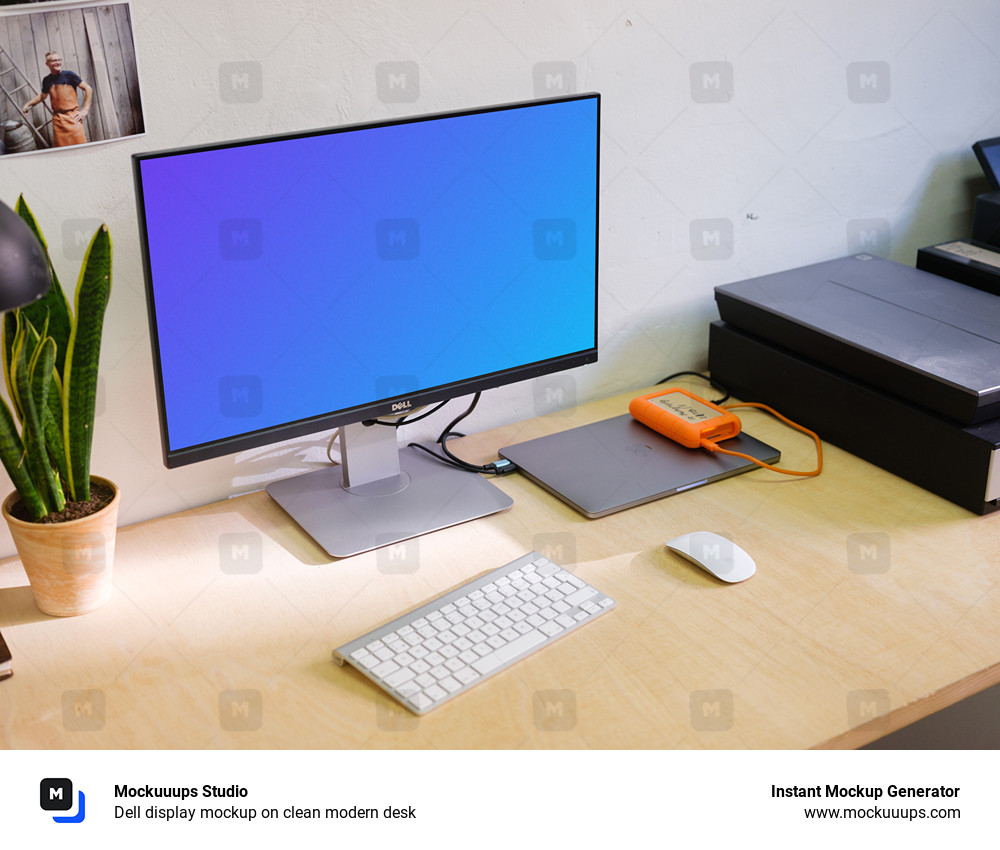 Dell display mockup on clean modern desk