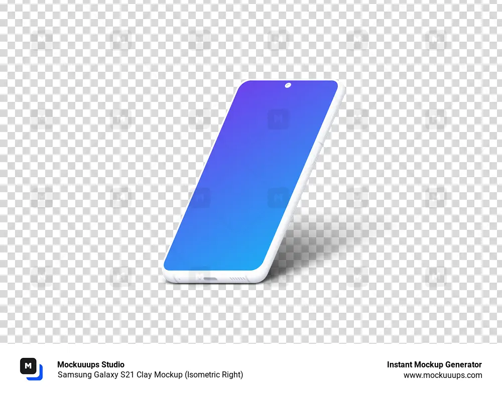Samsung Galaxy S21 Clay Mockup (Isometric Right)