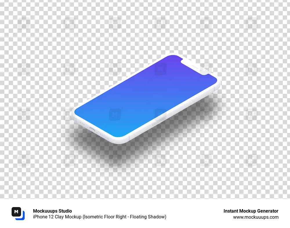 Download iPhone 12 Clay Mockup (Isometric Floor Right - Floating ...