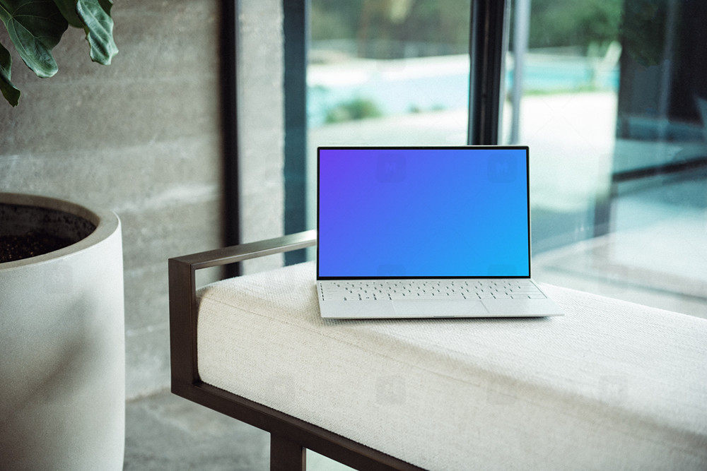 White Dell XPS Mockup in front of window