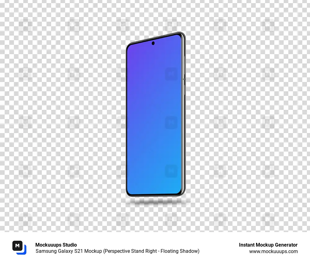 Samsung Galaxy S21 Mockup (Perspective Stand Right - Floating Shadow)