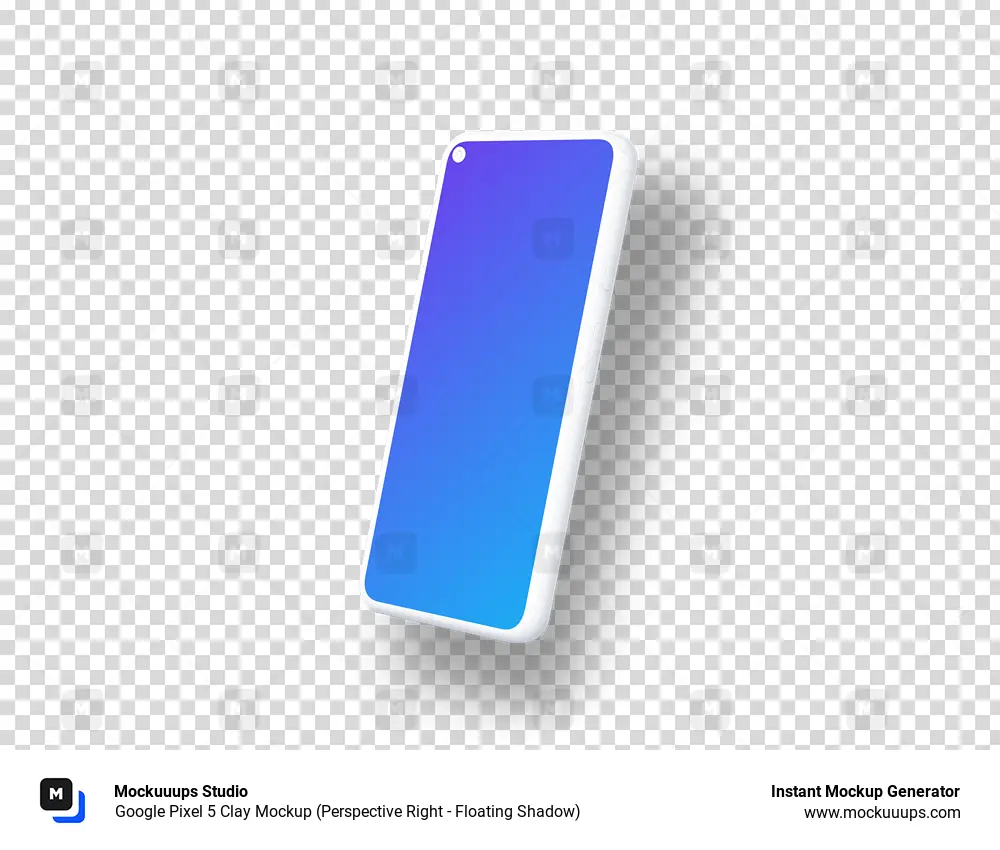 Google Pixel 5 Clay Mockup (Perspective Right - Floating Shadow)