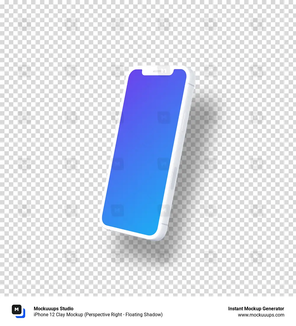 iPhone 12 Clay Mockup (Perspective Right - Floating Shadow)
