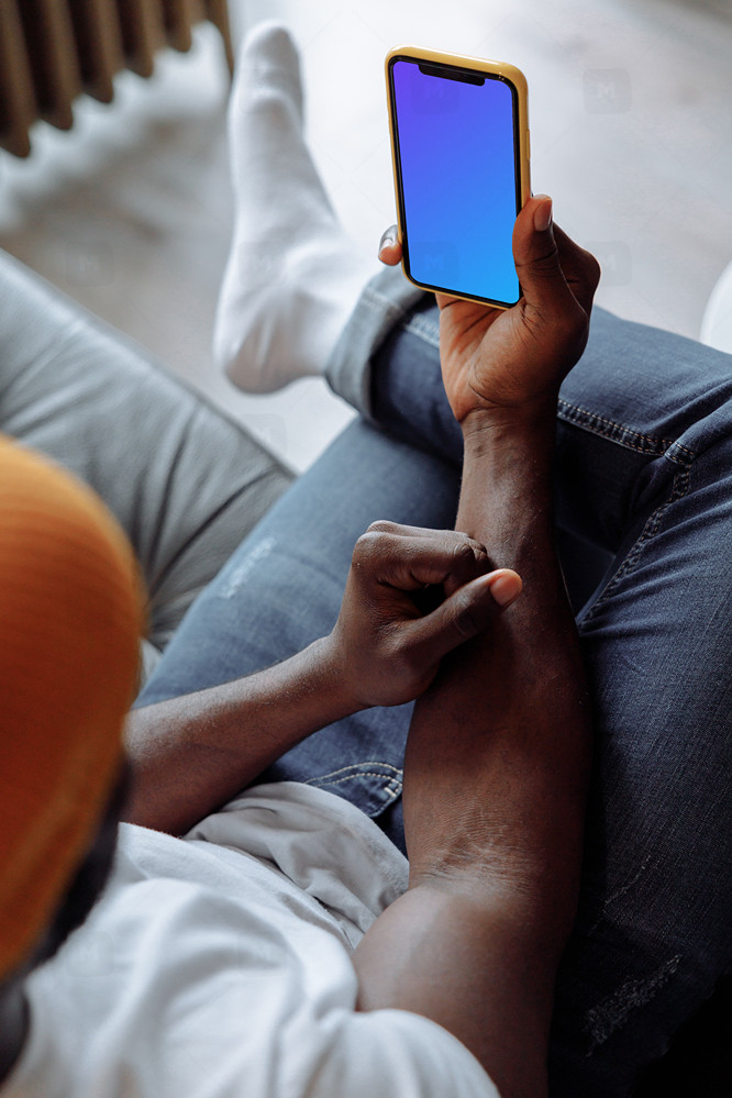 iPhone mockup in selfie position