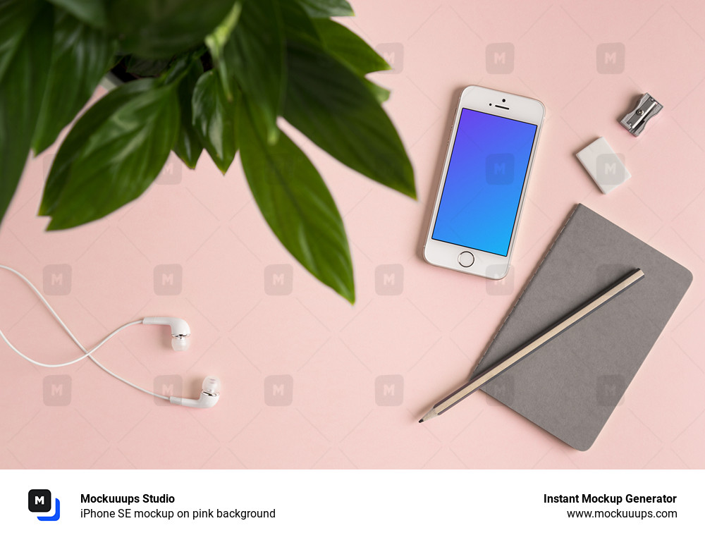 Download Iphone Se Mockup On Pink Background Mockuuups Studio
