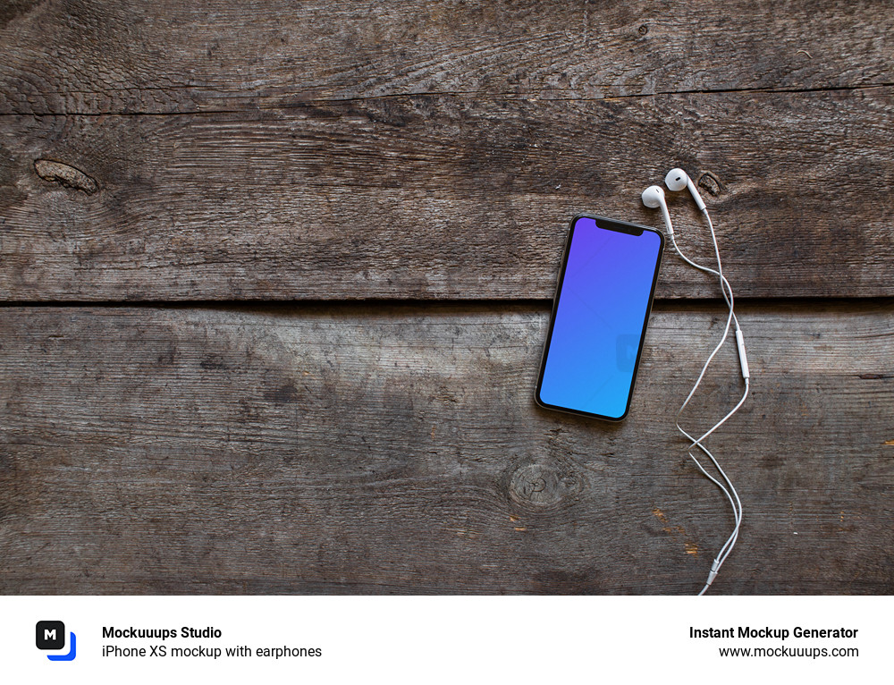 Download iPhone XS mockup with earphones - Mockuuups Studio