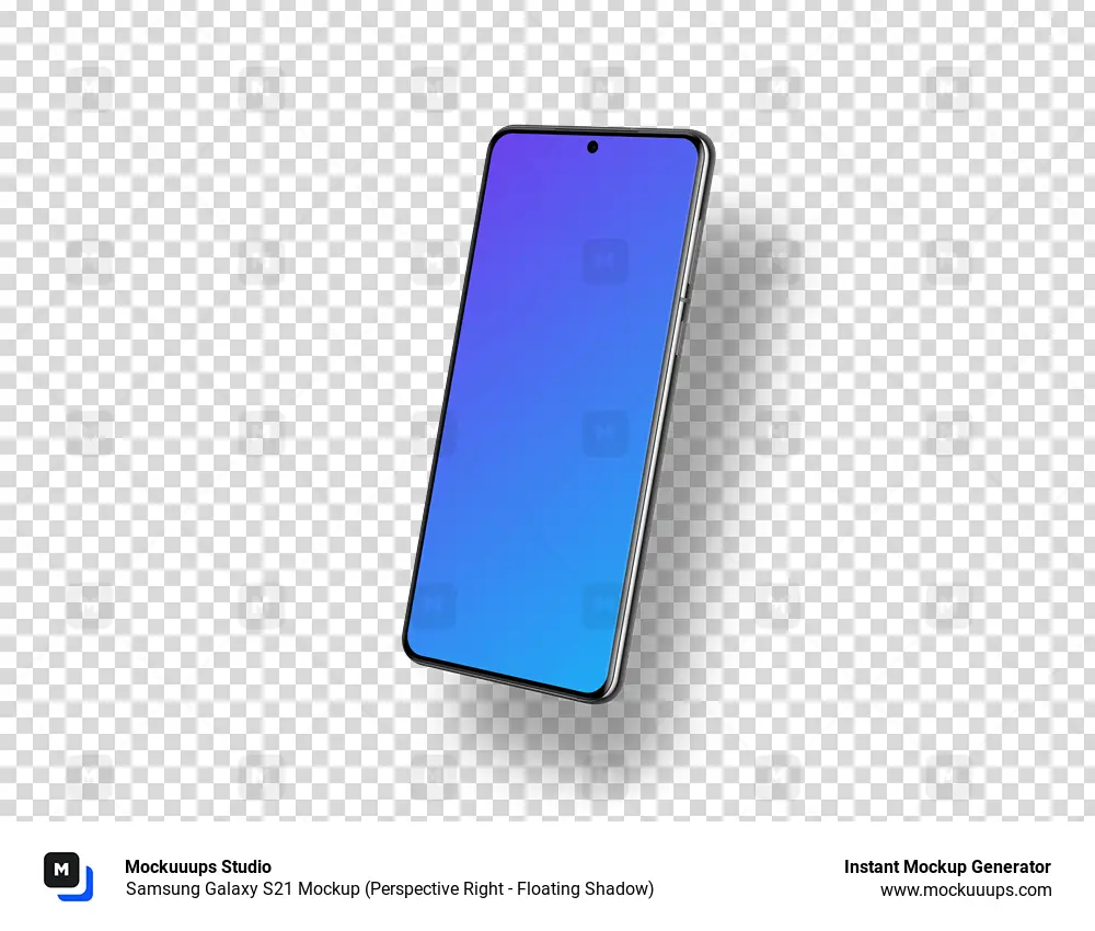 Samsung Galaxy S21 Mockup (Perspective Right - Floating Shadow)