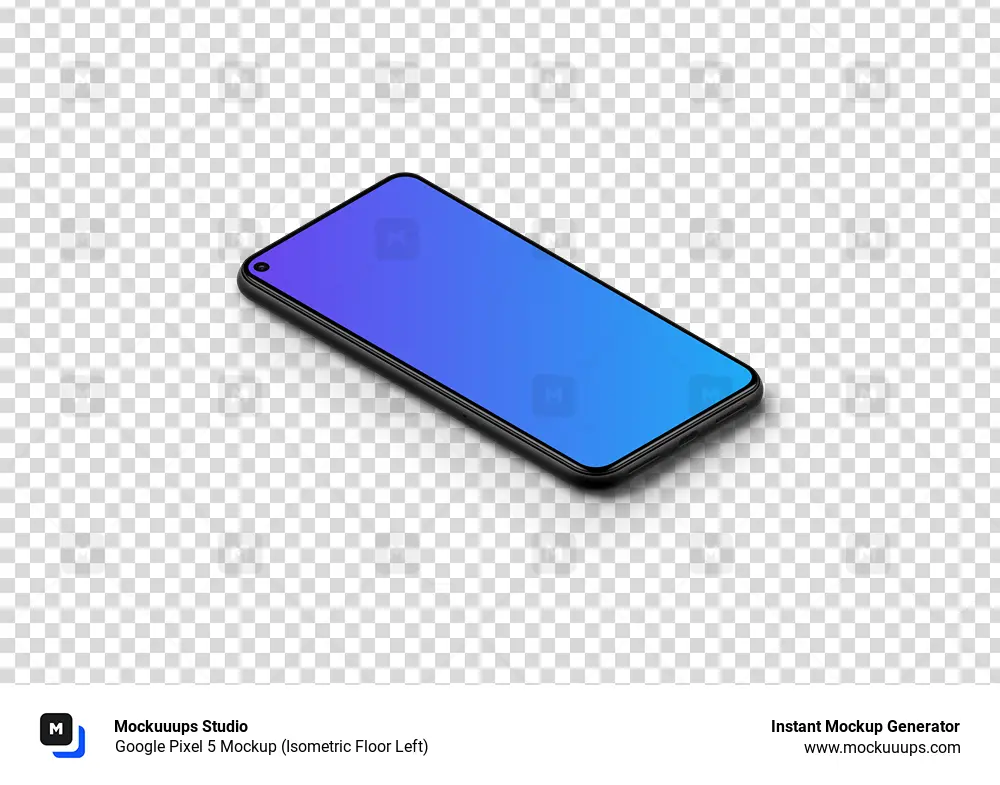 Google Pixel 5 Mockup (Isometric Floor Left)