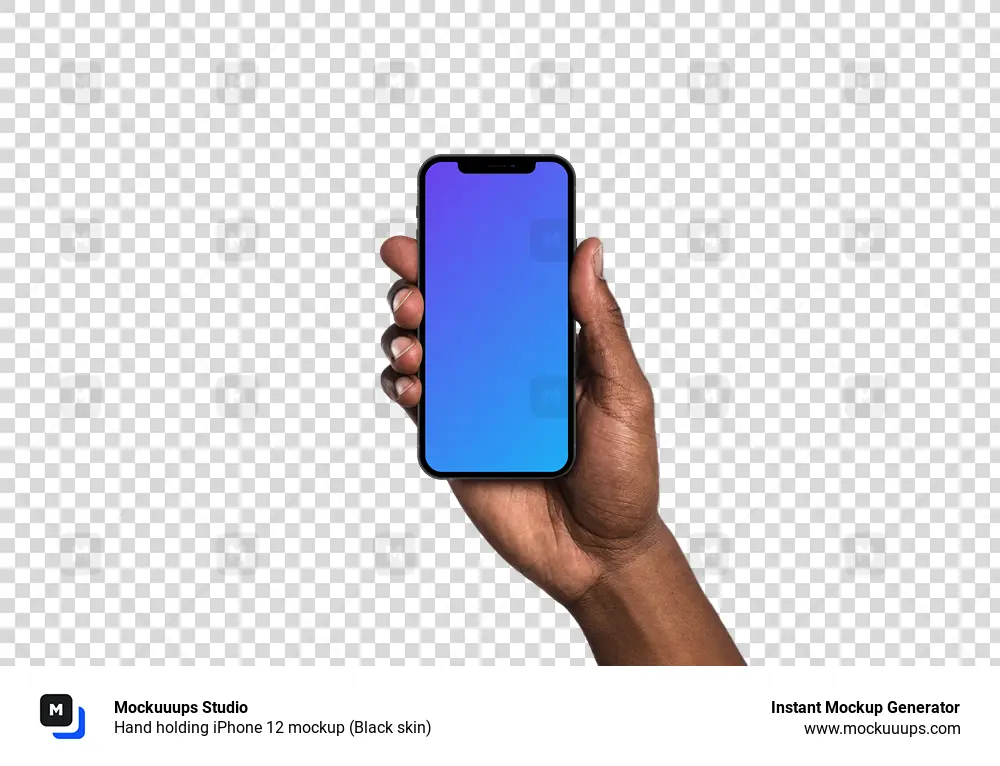 Man holding iPhone 12 mockup (Black skin)