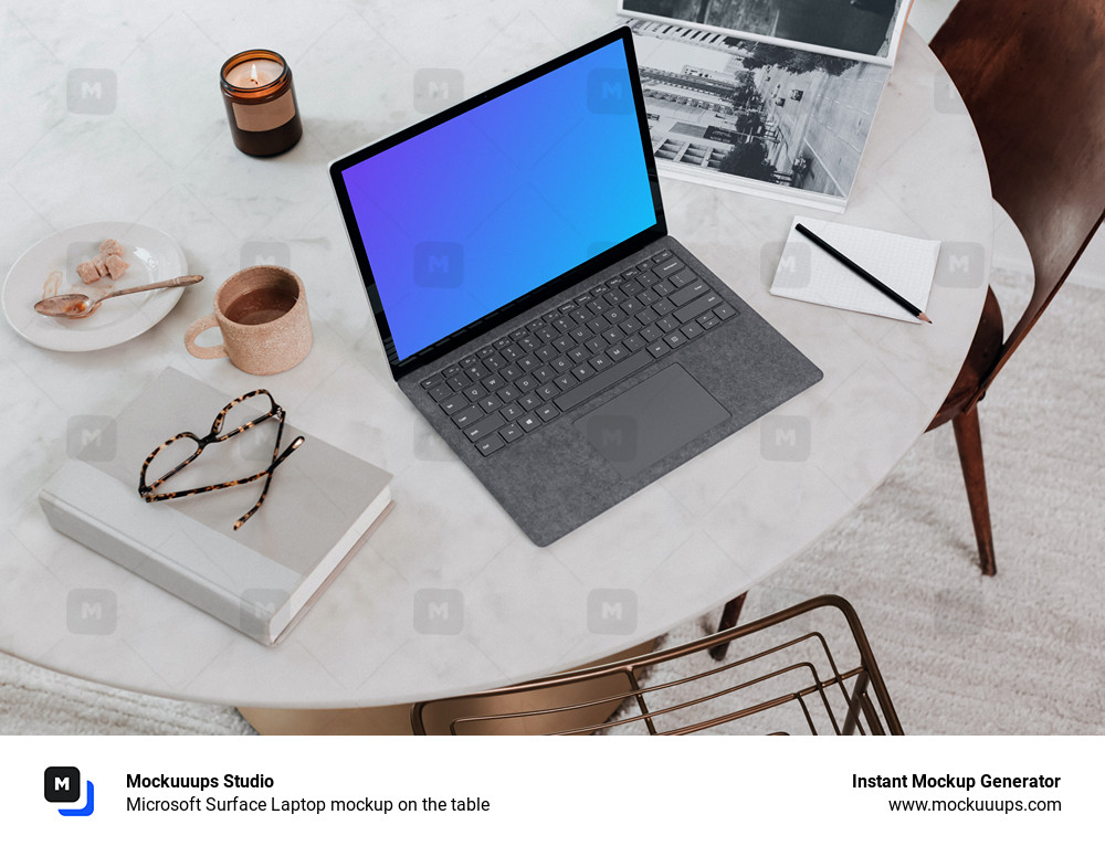 Microsoft Surface Laptop mockup on the table