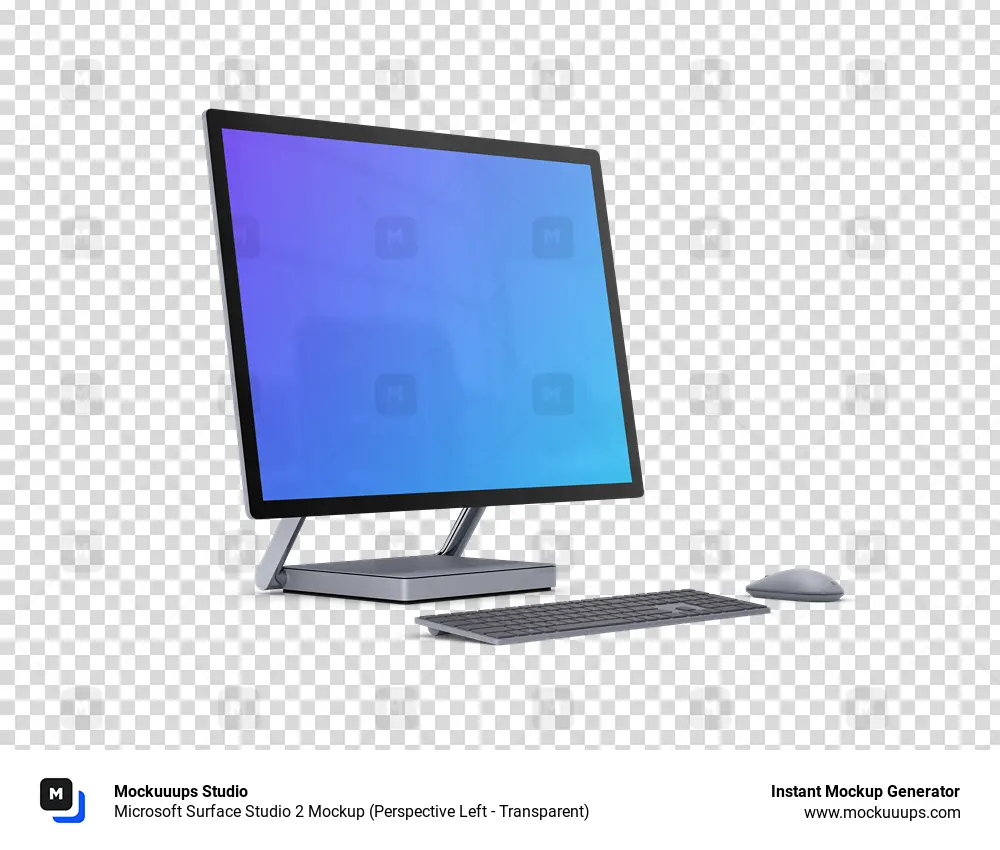 Download Microsoft Surface Studio 2 Mockup (Perspective Left - Transparent) - Mockuuups Studio