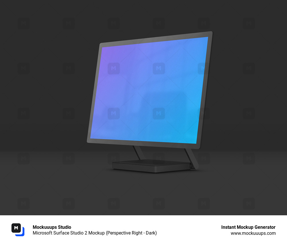 Download Microsoft Surface Studio 2 Mockup (Perspective Right - Dark) - Mockuuups Studio