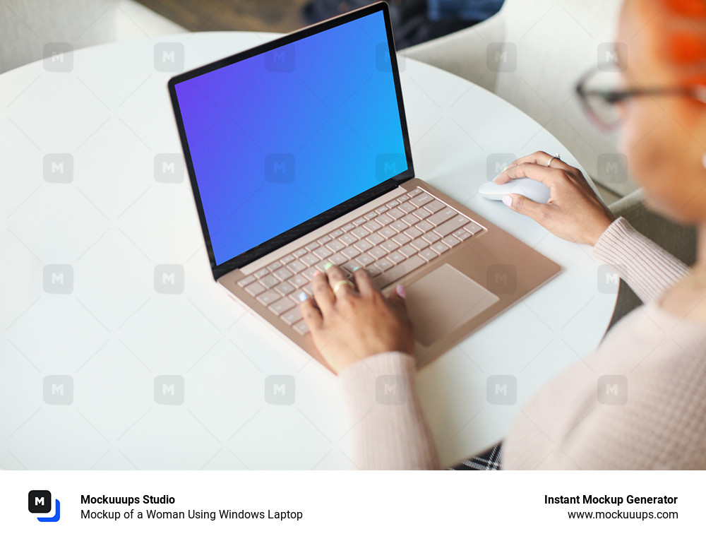 Mockup of a Woman Using Windows Laptop