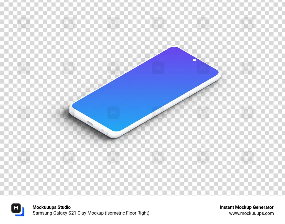 Samsung Galaxy S21 Clay Mockup (Isometric Floor Right)
