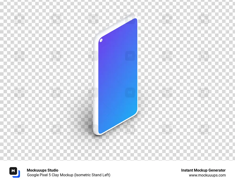 Google Pixel 5 Clay Mockup (Isometric Stand Left)