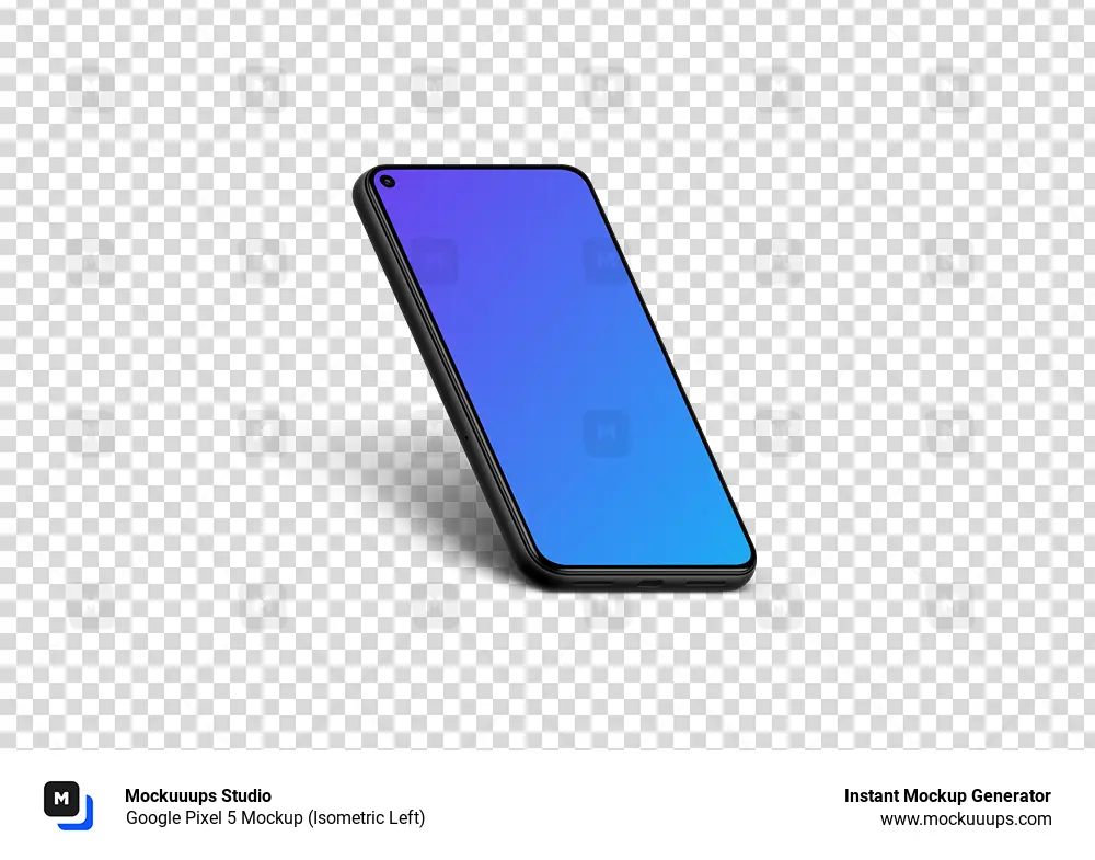 Google Pixel 5 Mockup (Isometric Left)