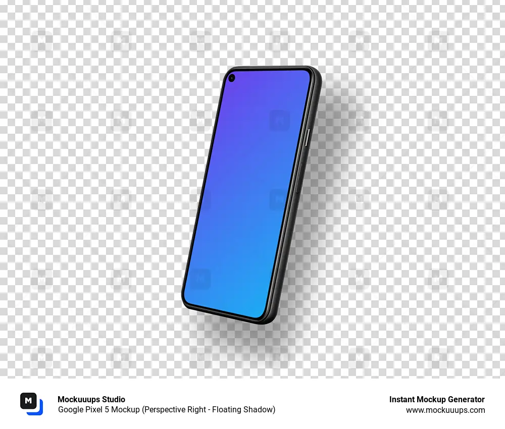 Google Pixel 5 Mockup (Perspective Right - Floating Shadow)
