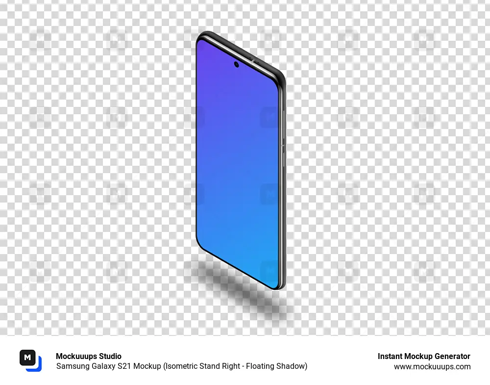Samsung Galaxy S21 Mockup (Isometric Stand Right - Floating Shadow)