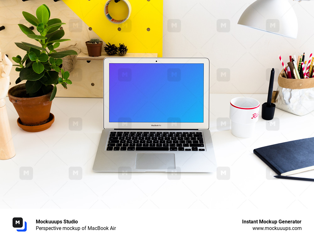 Download Perspective mockup of MacBook Air - Mockuuups Studio