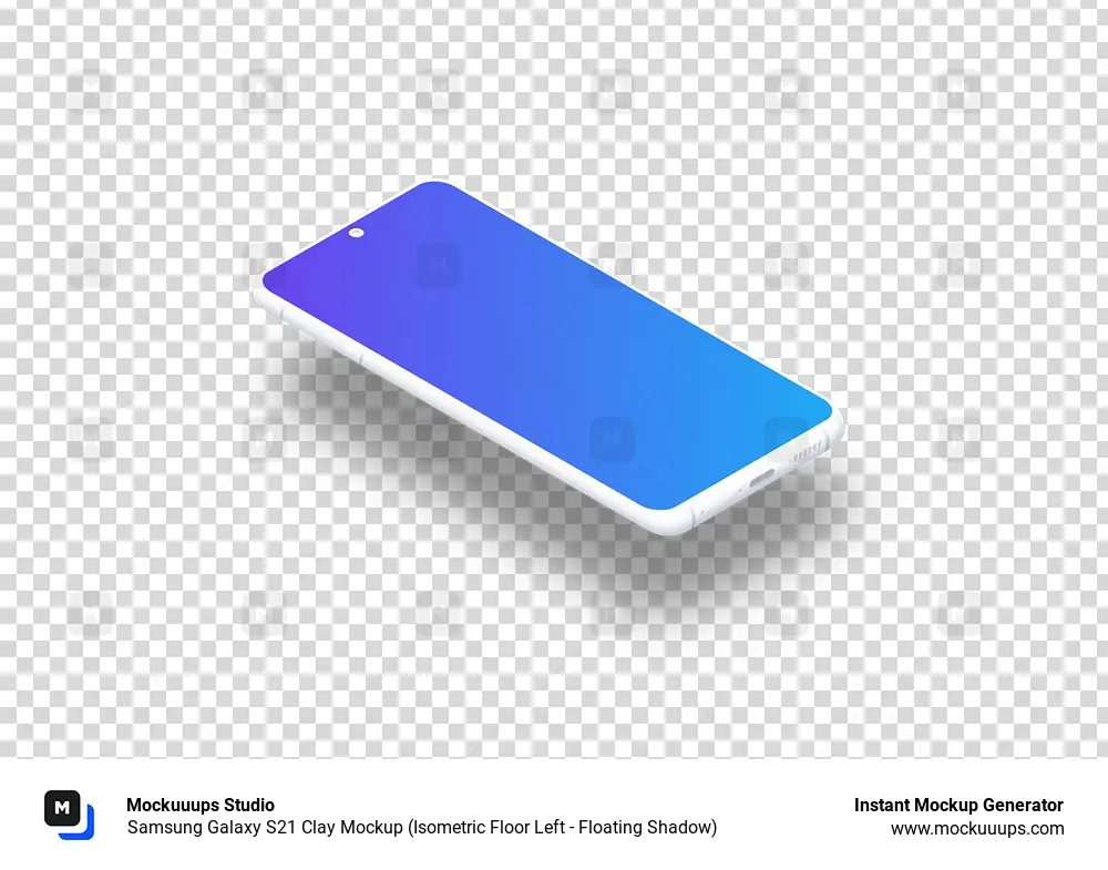Samsung Galaxy S21 Clay Mockup (Isometric Floor Left - Floating Shadow)